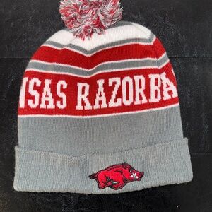 Gray and Red Men’s Razorback Beanie